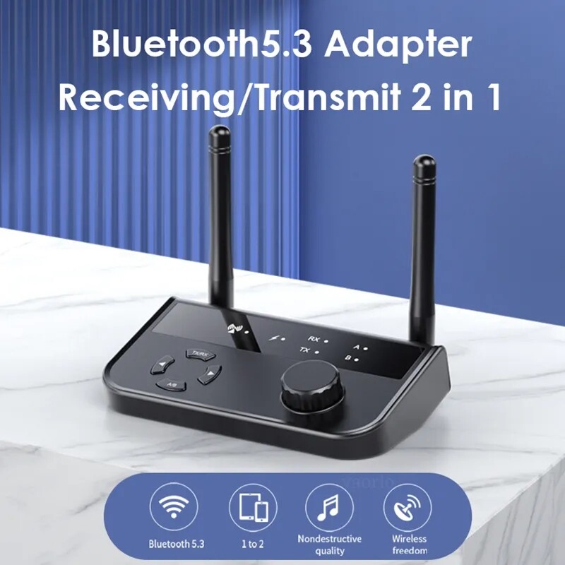 Long Range Bluetooth5.3 Transmitter Receiver Stereo Audio Adapter For Home PC TV