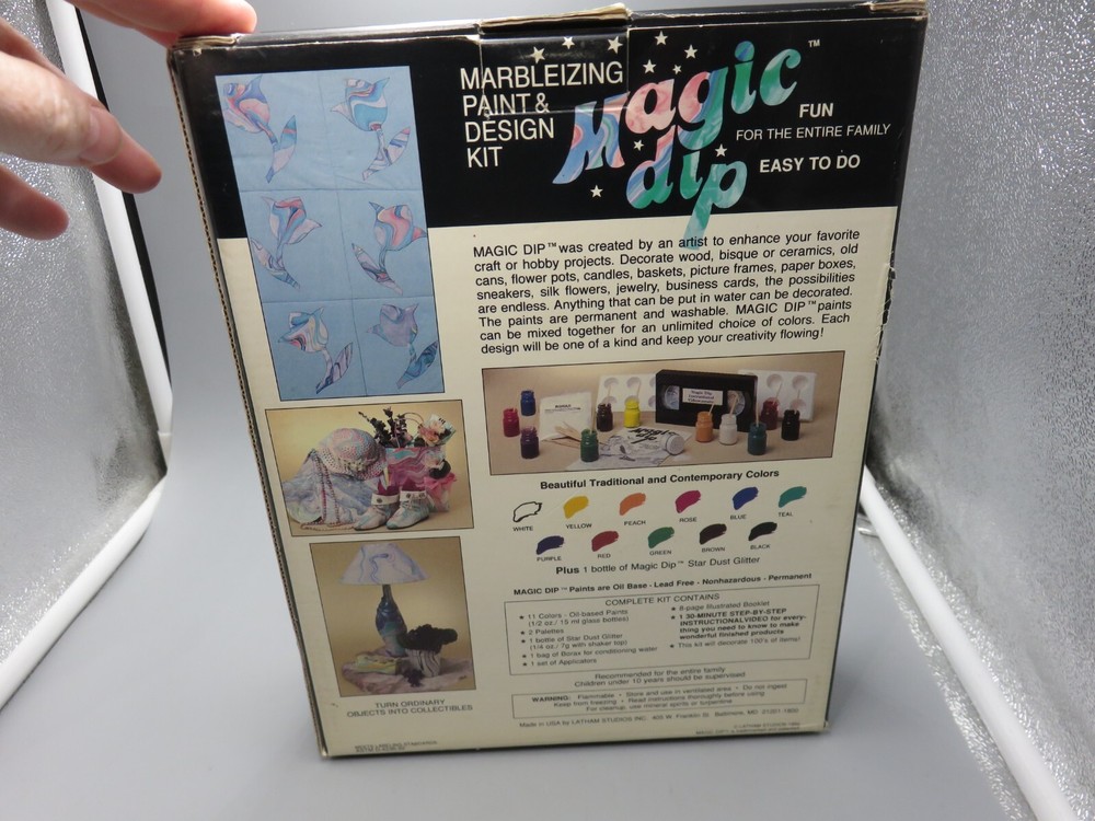 OPEN VINTAGE 1994 MAGIC DIP MARBLEIZING PAINT DESIGN KIT VHS LATHAM STUDIOS