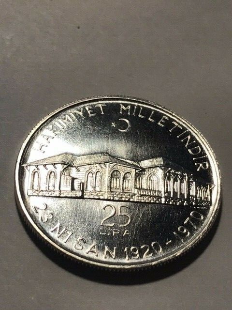 1970 Turkey 25 Lira Silver #865