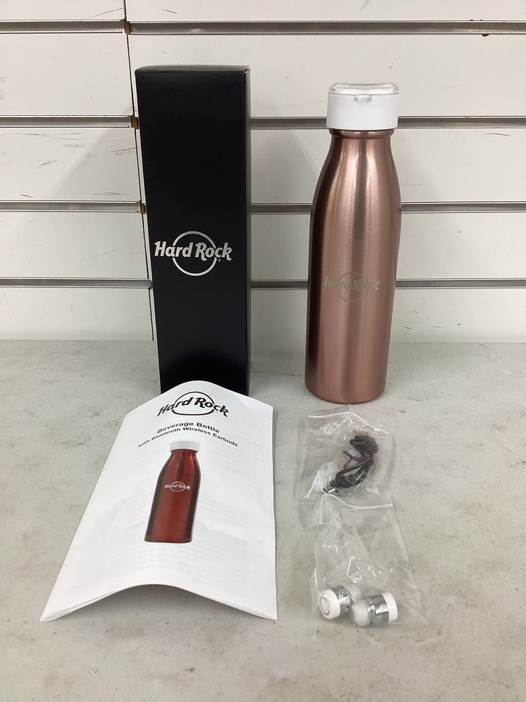 Hard Rock Beverage Bottle with Bluetooth Wireless Earbuds