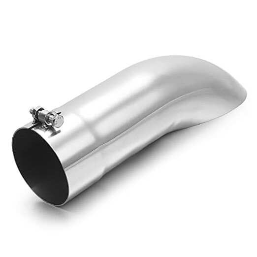 Turn Down Exhaust Tip Polished Tailpipe Tip with & Outlet 3.5" Inlet Silver