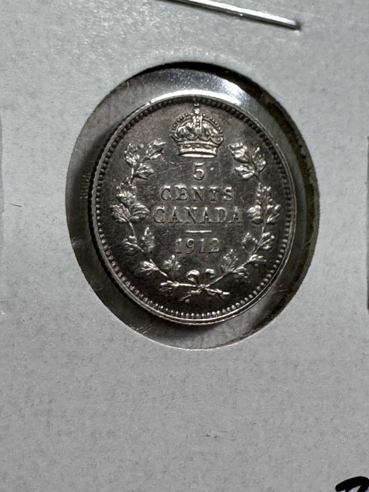 1912 Canada 5 Cents Small Silver Coin