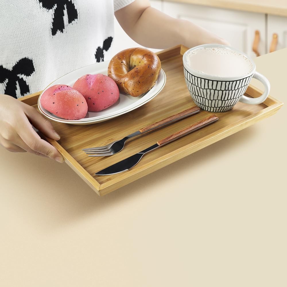 2pcs Rectangular Serving Tray for Eating Drinks Storage Snacks TV Breakfast C...