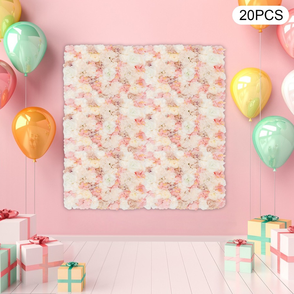 20 Pieces Flower Wall Panel Artificial Floral Backdrop Wall Decoration Backdrop
