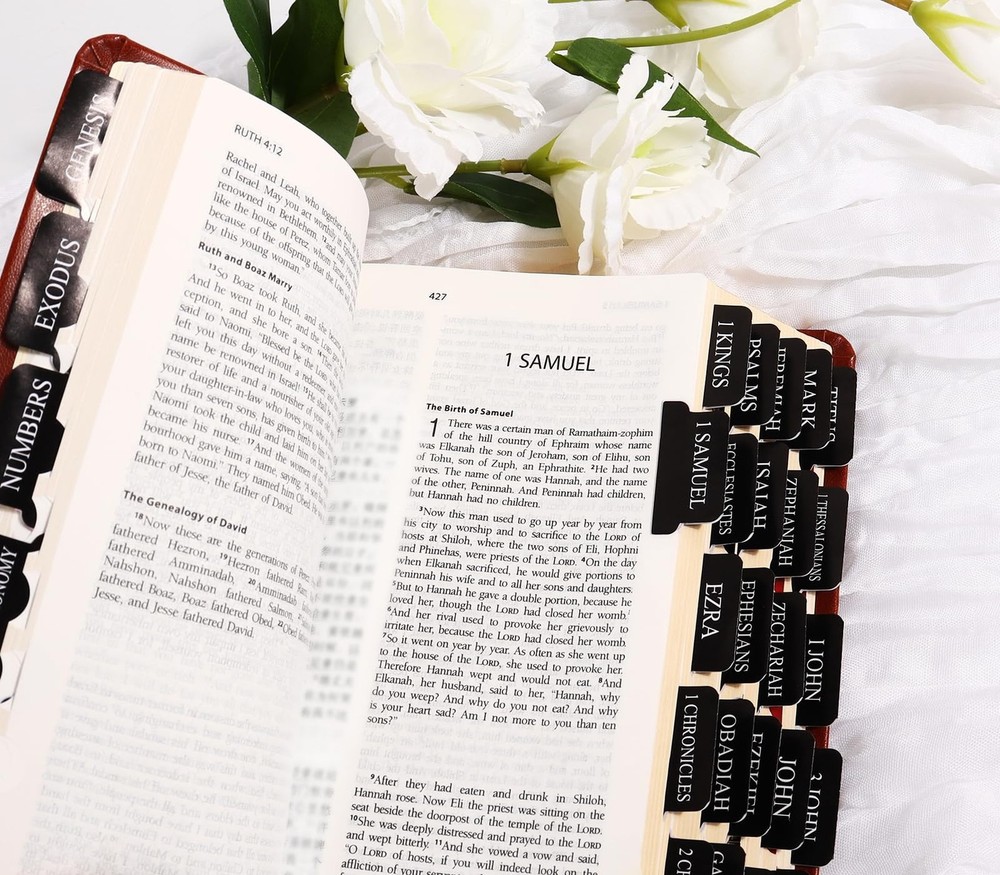 Bible Tabs Black for Men Paper Index Tabs Scripture Study Chapter Markers Set