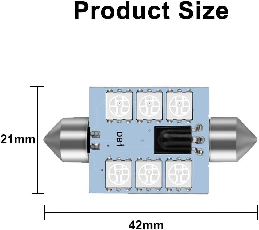 LED Festoon Bulbs 42mm RGB 16 Color Remote Interior Map Dome 4 Pack