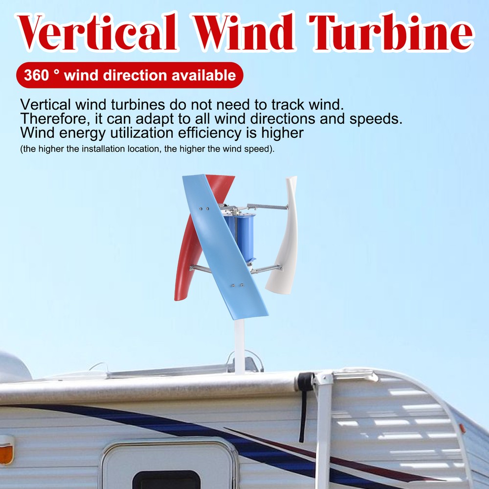 3000W Vertical Axis Wind Turbine Generator AC 12V Controller Home Windmill Kit--