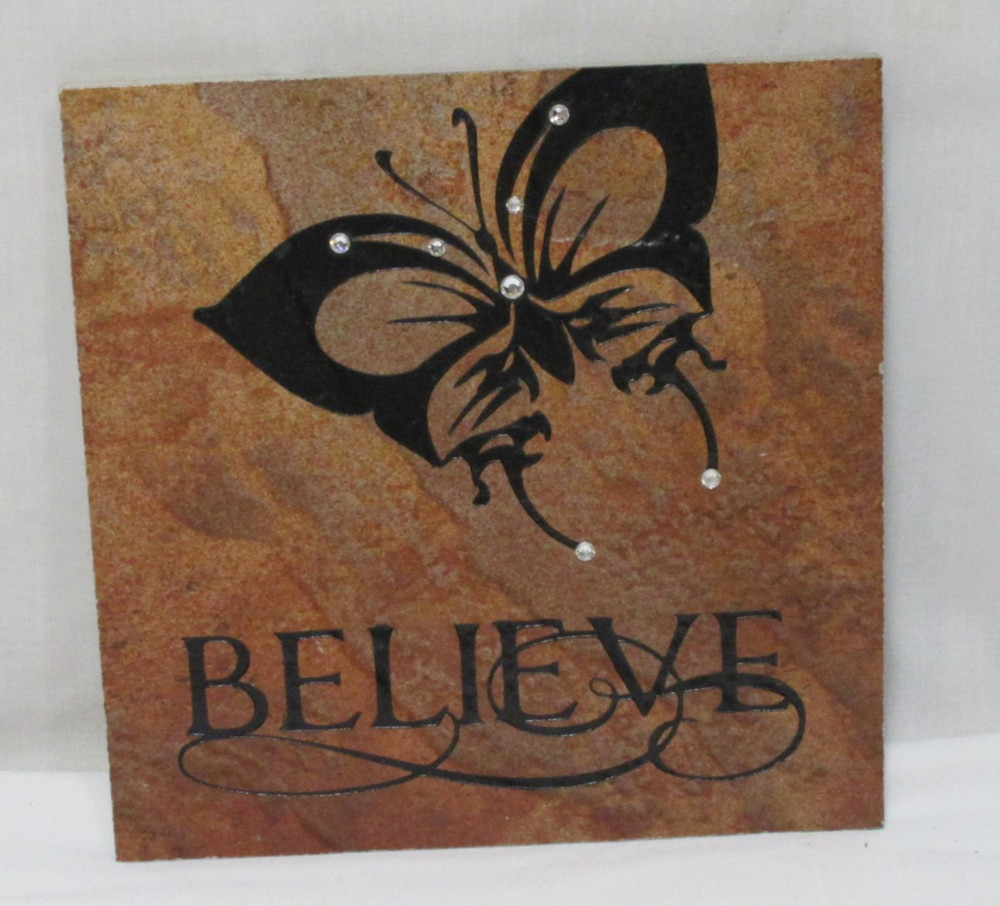 Butterfly Believe 6.5" Ceramic Art Tile