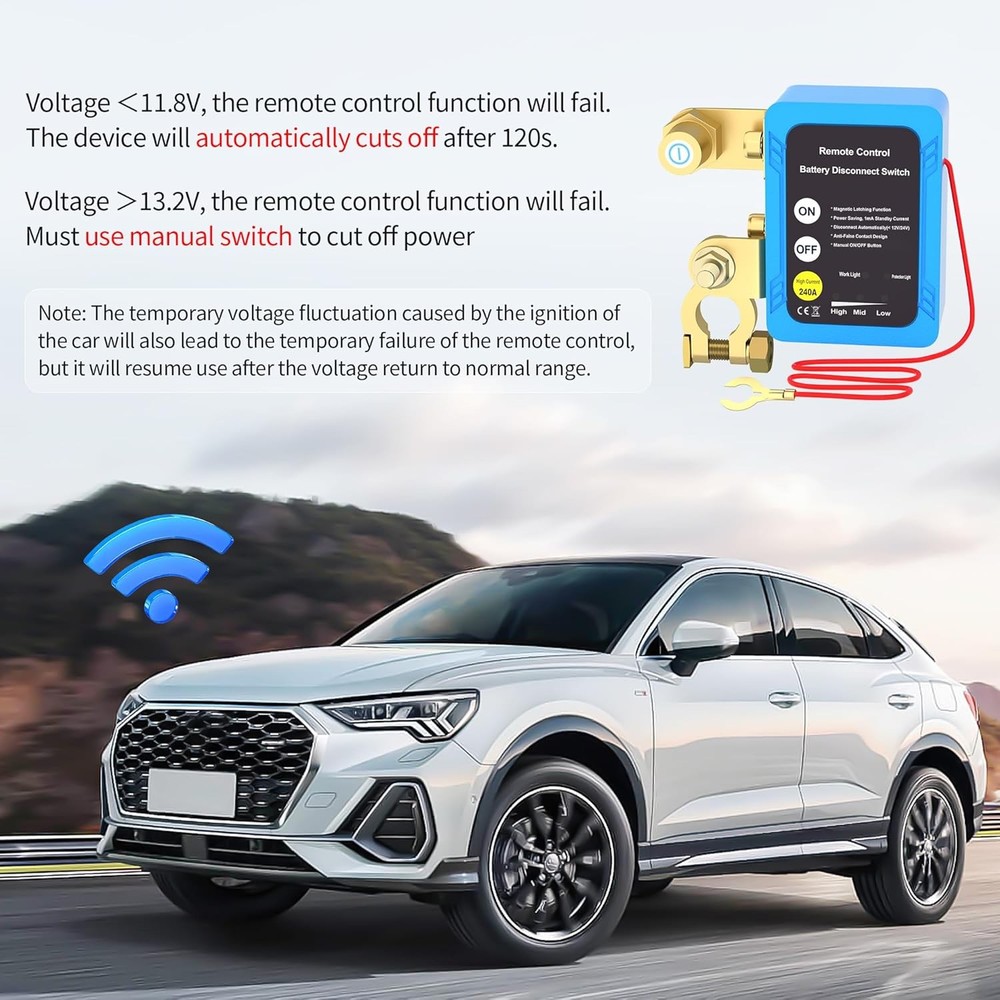 Kill Switch 12V 240A Remote Battery Disconnect Switch Automatic Power Off Switch