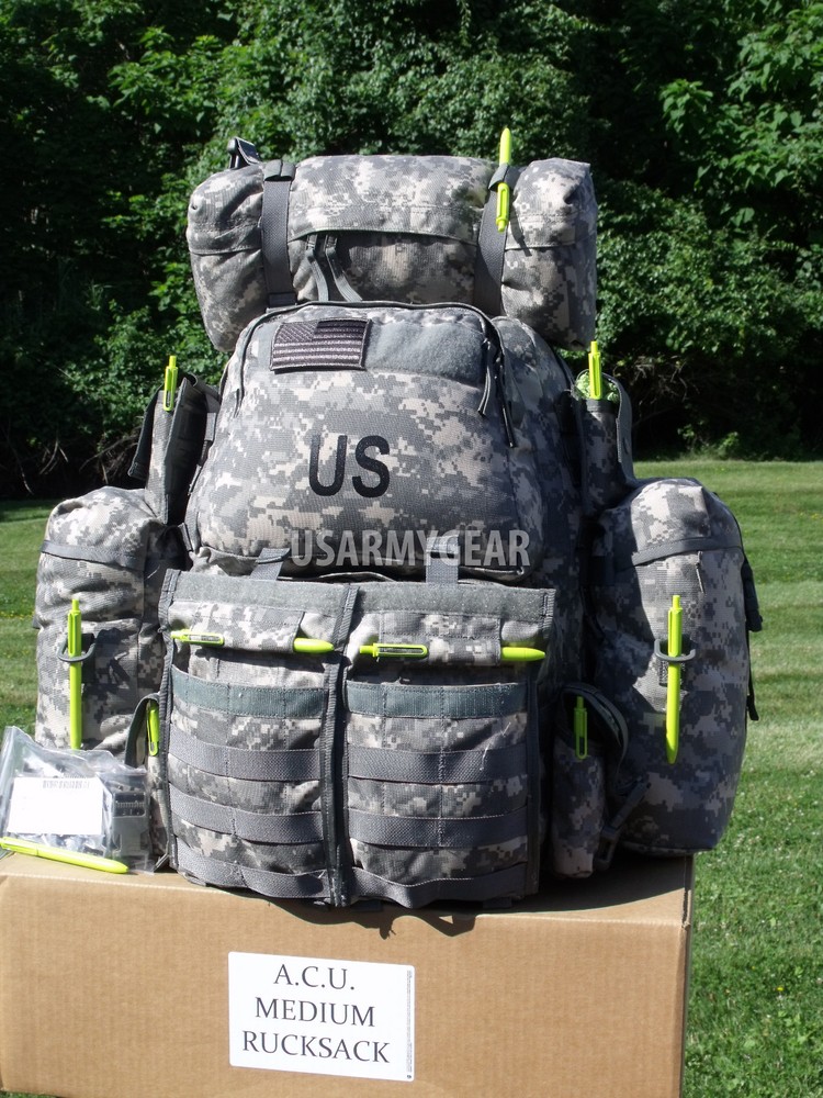Fully Loaded Molle ACU Medium Rucksack Military Backpack Hydration Pouches