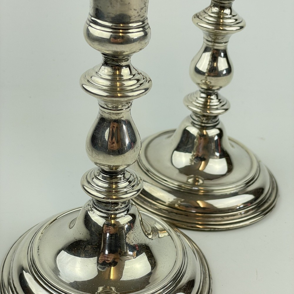 Vintage Solid Silver Asprey & Co Baluster Knopped Stems Candlesticks 16cm