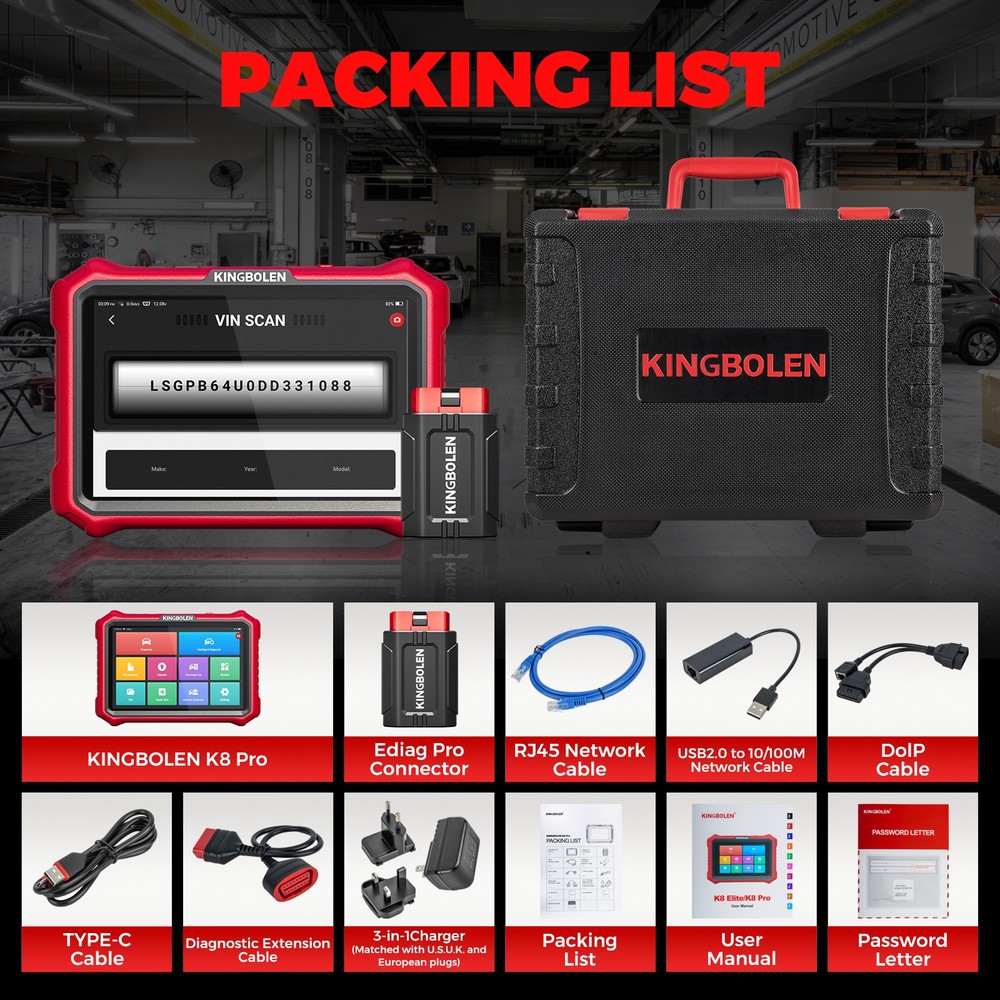 KINGBOLEN K8 PRO OBD2 Scanner Car Diagnostic Tool Coding All System CANFD DOIP