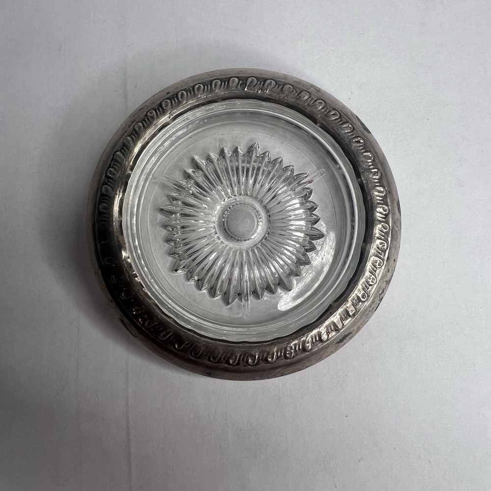 Antique Cut Glass Sterling Silver Coaster