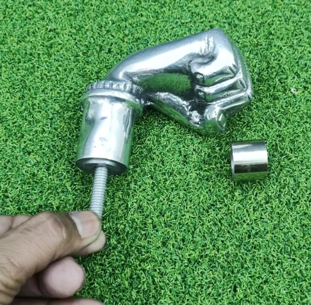 Chrome Finished Fist Walking Stick Handle – Solid Brass Cane Top Replacement