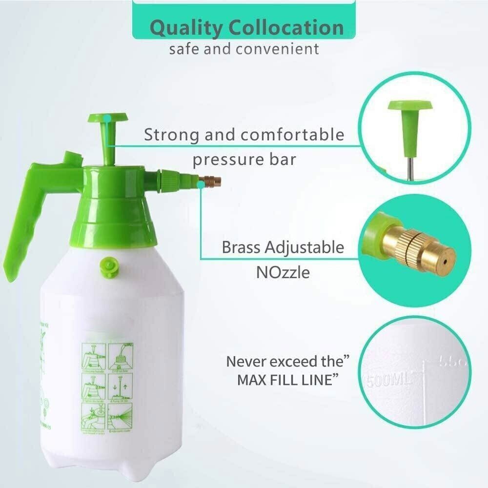 51oz Garden Sprayer Multi Purpose Pressure Pump Handle Adjustable Brass Nozzle