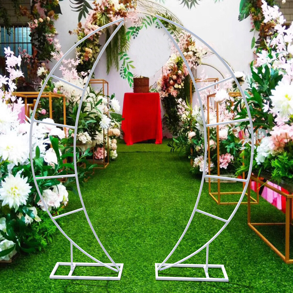 79" Moon Arch Wedding Backdrop Stand White Iron Venue Decor Flower Crescent Arch