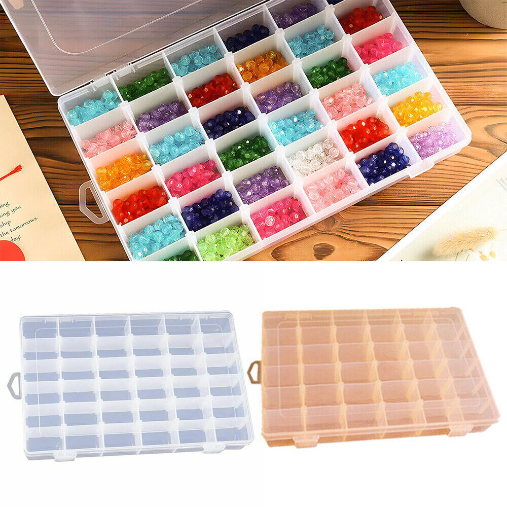1/2 Pcs 36 Grids Clear Plastic Organizer Box Craft Storage Container for Beads