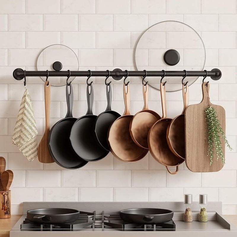Heavy Duty Wall Mounted Pot Capacity Cast Iron Organizer US