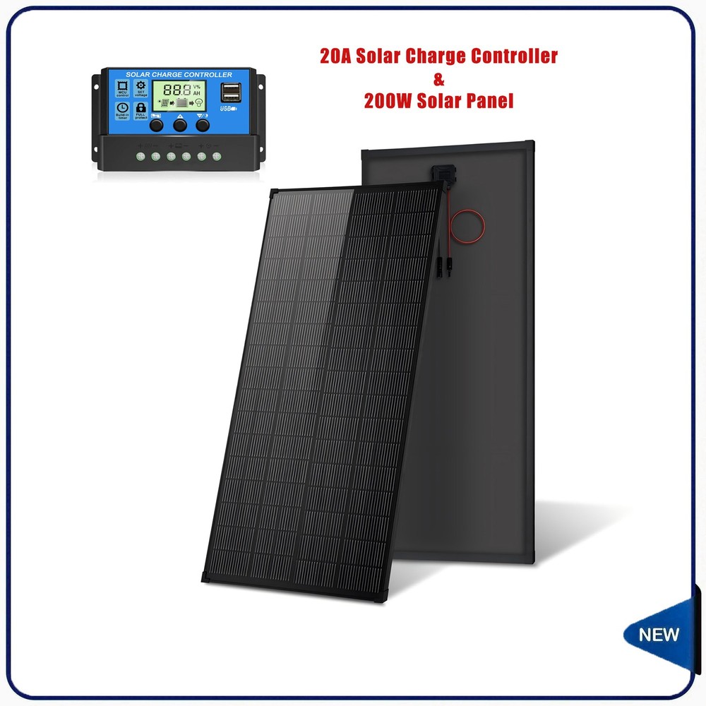 200W Mono N-Type Solar Panel Kit Off-Grid Battery Power RV Home Boat Camping US