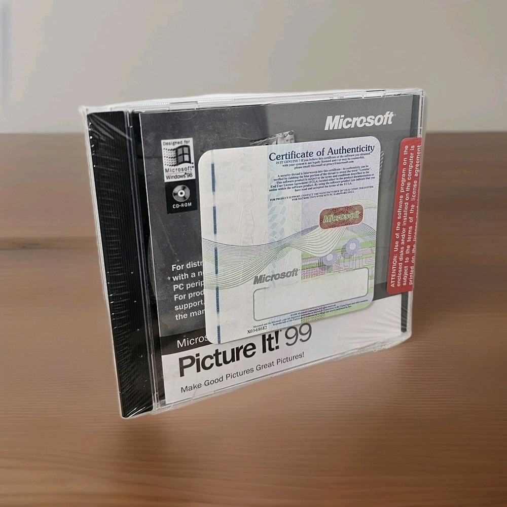 New SealedMicrosoft Picture It! 99 2-disc CDs - Microsoft Graphics Studio