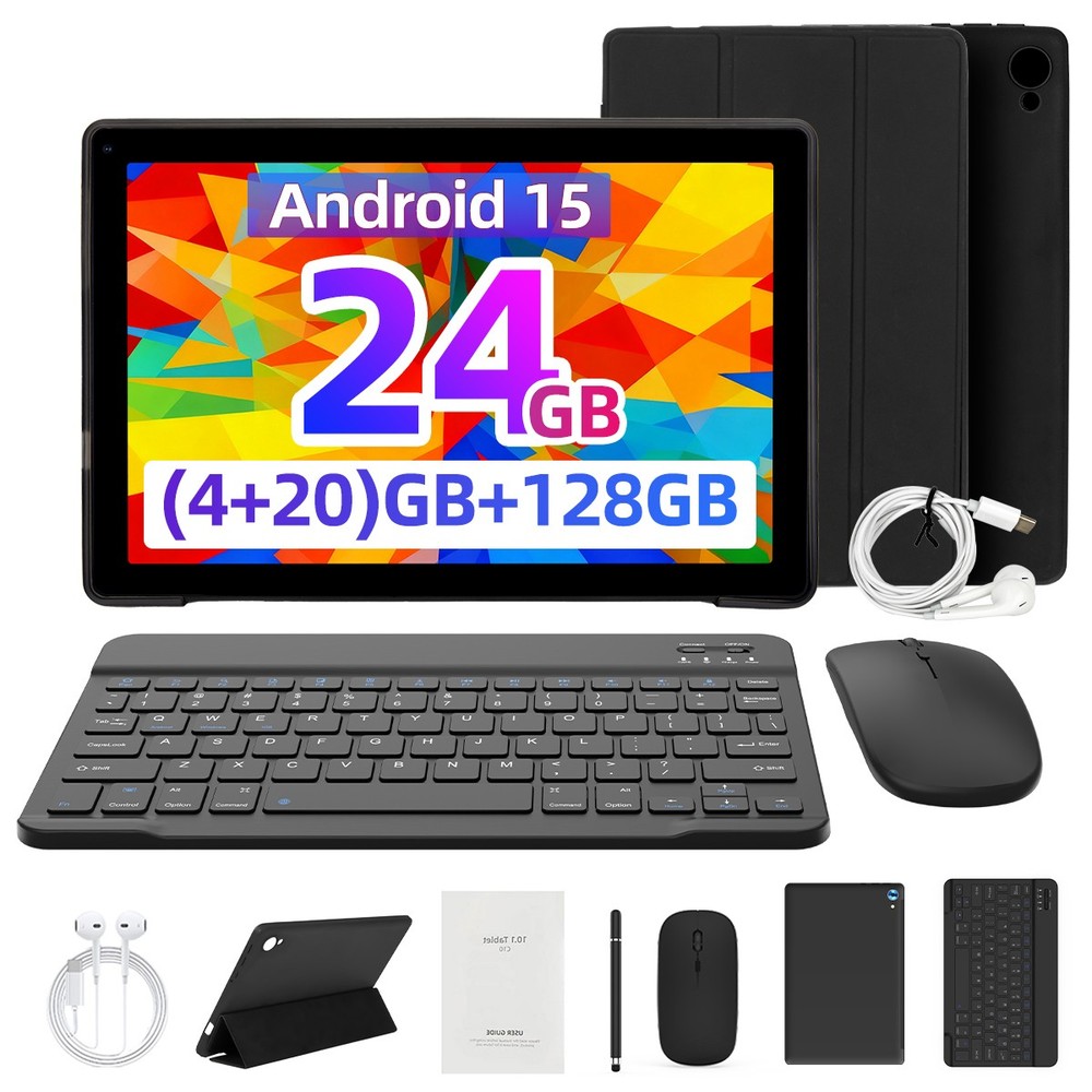 10.1'' Android 15 Tablets LCD Touchscreen Octa-Core 24GB+128GB WIFI 6 Bluetooth