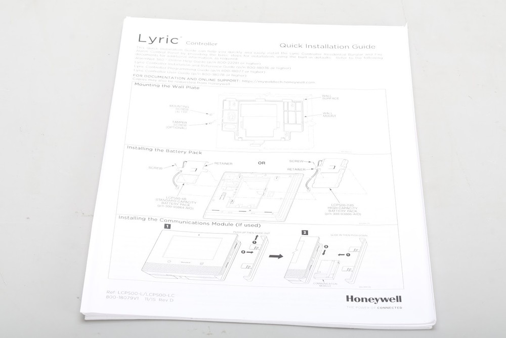 Honeywell LCP500-L Lyric Controller Security Touch Screen Panel With Accessories