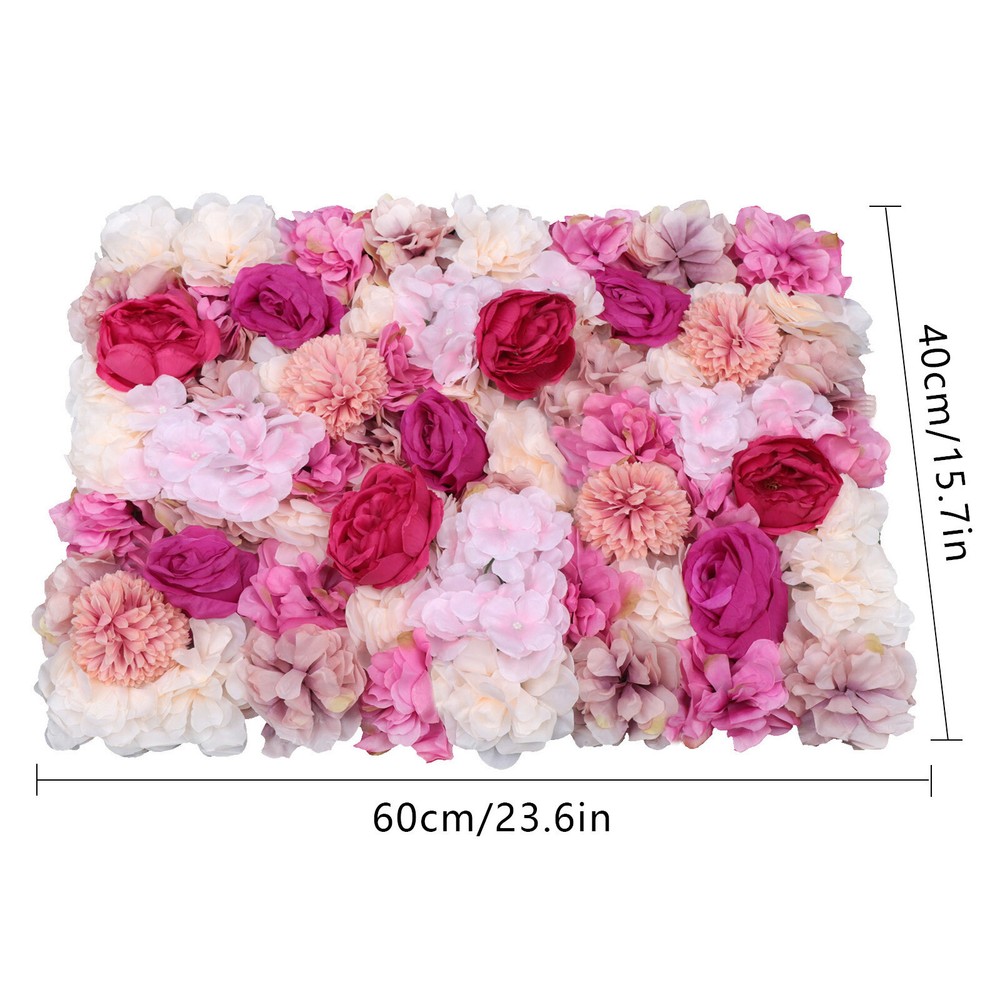 6PCS Artificial Silk Flower Wall Panel Floral Backdrop Party Wedding Decoration