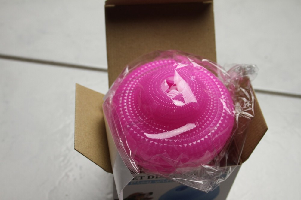 Pink Dog Toothbrush Pet Dispenser Toy Natural Rubber Interactive Fun Develope IQ
