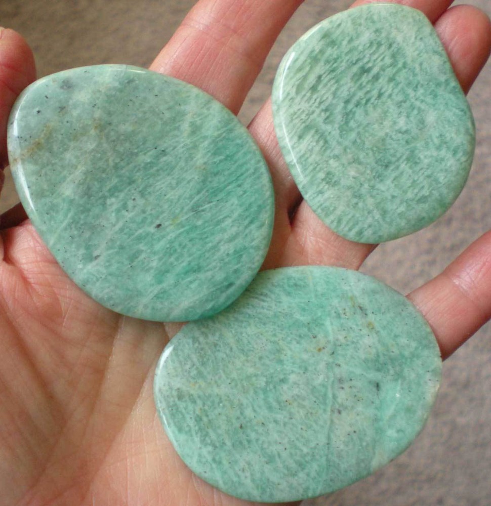 Amazonite  - 3 Flat Palmstones sc920d