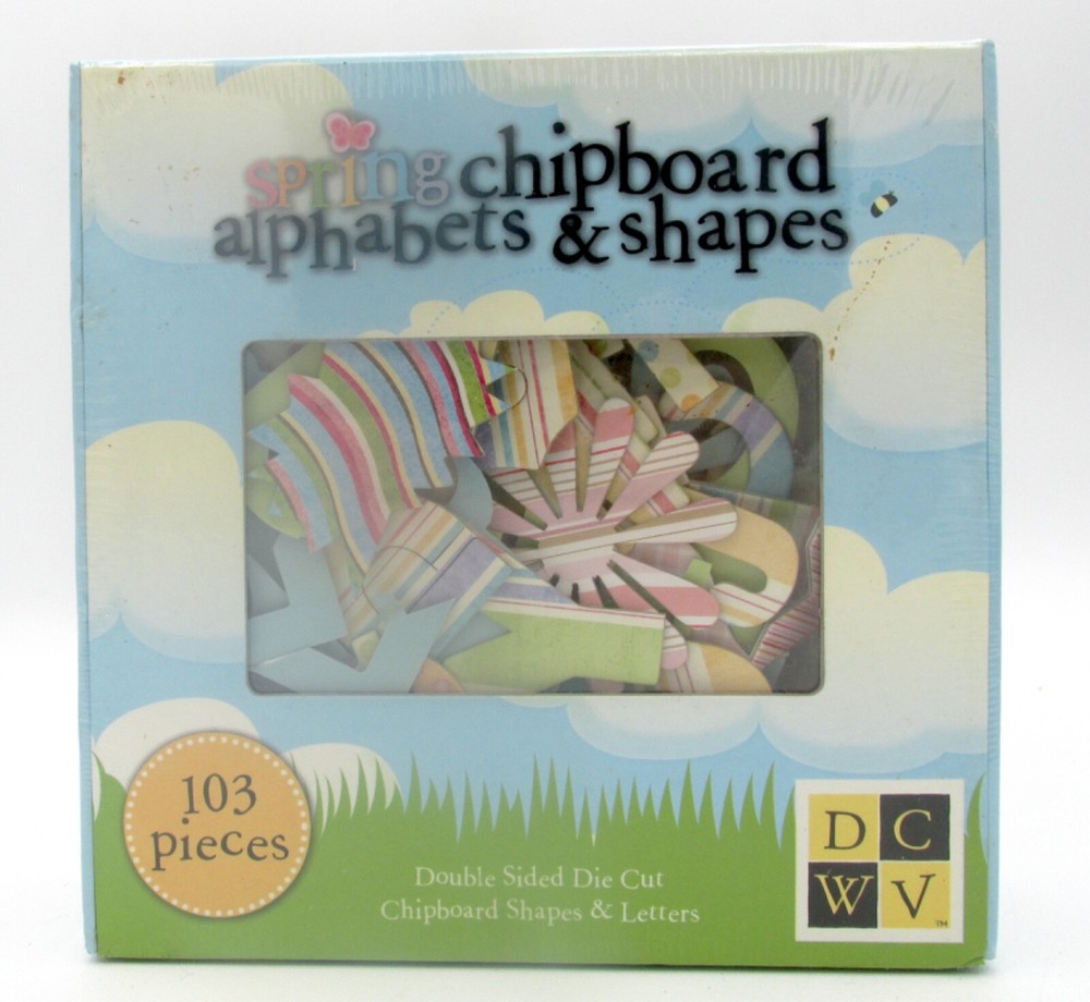 DCWV  NEW SEALED - Spring 2007 Chipboard Alphabets & Shapes  103 pc Double Sided