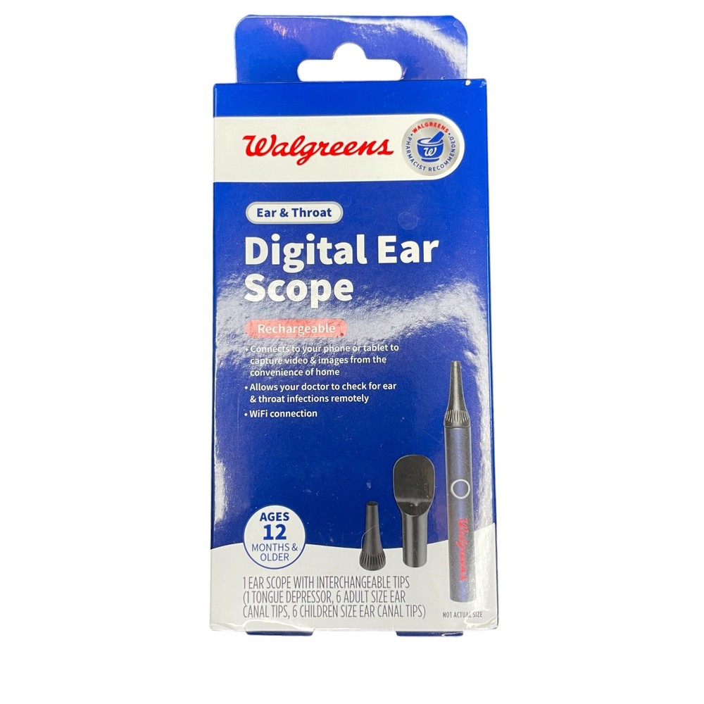 Walgreens Digital Ear Scope Rechargeable Otoscope Camera w Tips Tested