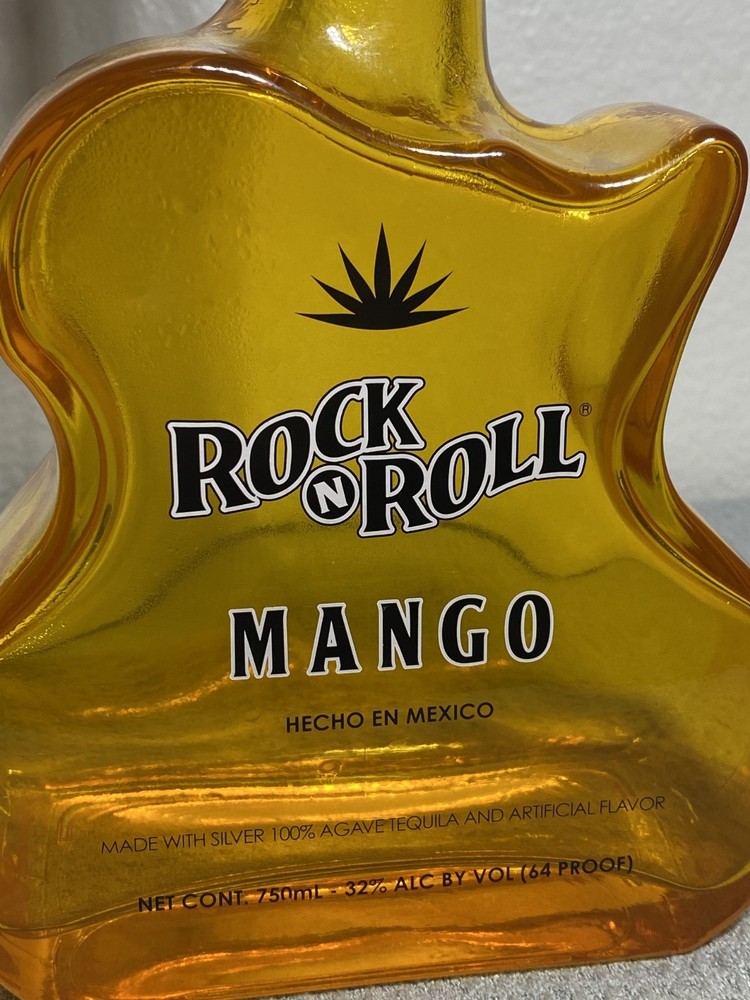 2 Rock N Roll Mango & Strawberry Guitar Shaped Tequila 750ml EMPTY Bottles