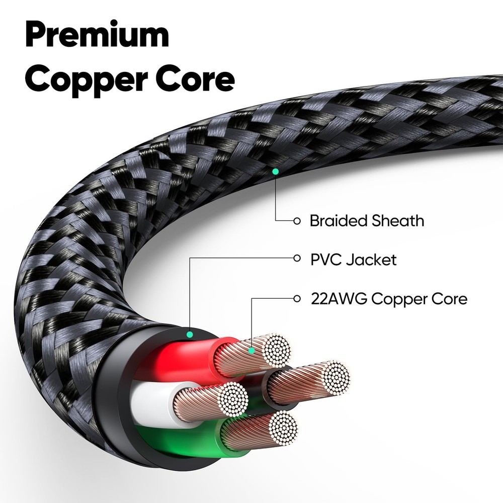 FEMORO Micro USB Cable 20 Ft, PS4 Controller Charging Cable, 20 Feet, Grey