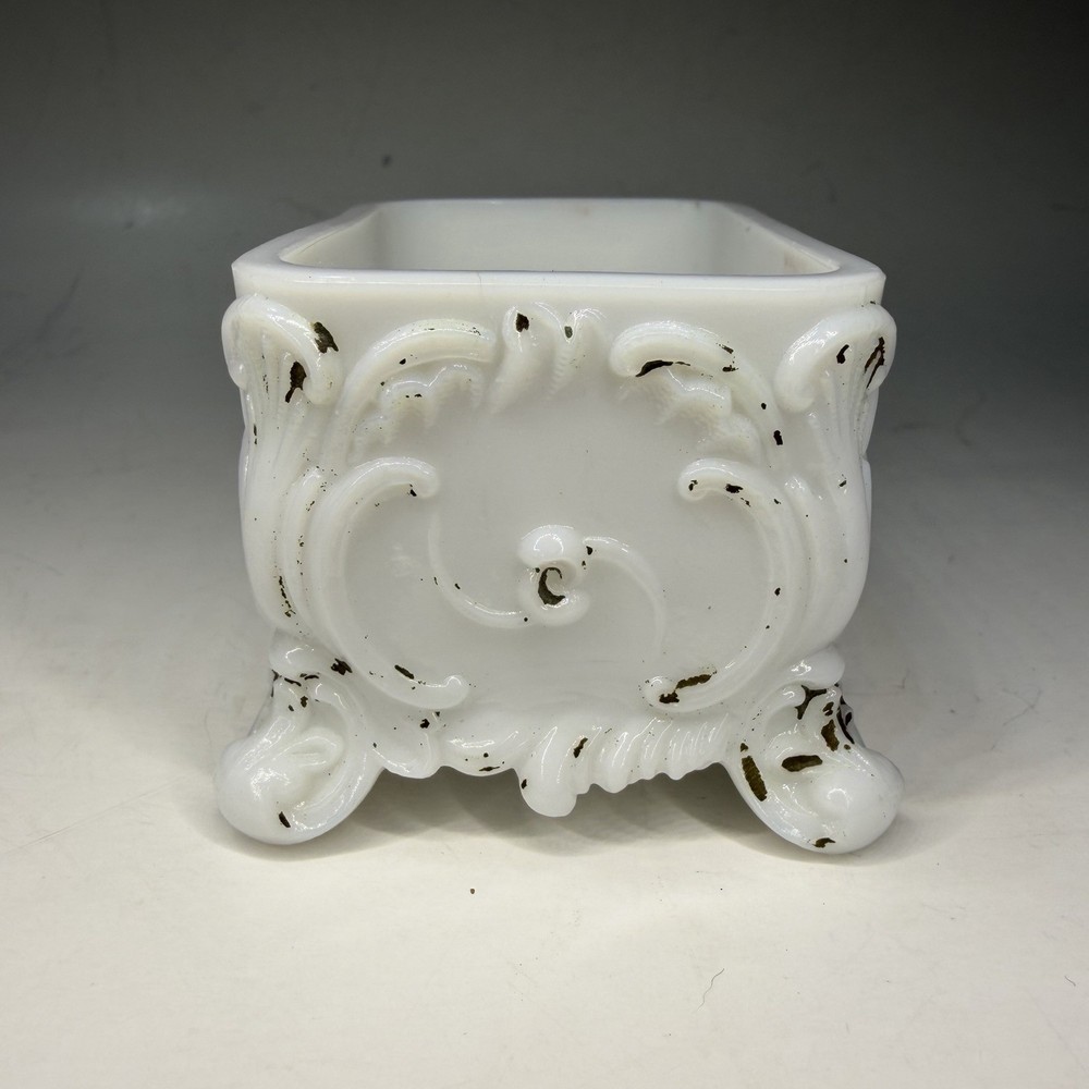 Antique Dithridge Milk Glass Vanity Dish