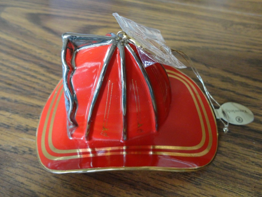 Bradford Exchange Courage Under Fire Red Fireman Helmet KNOWLEDGE Ornament