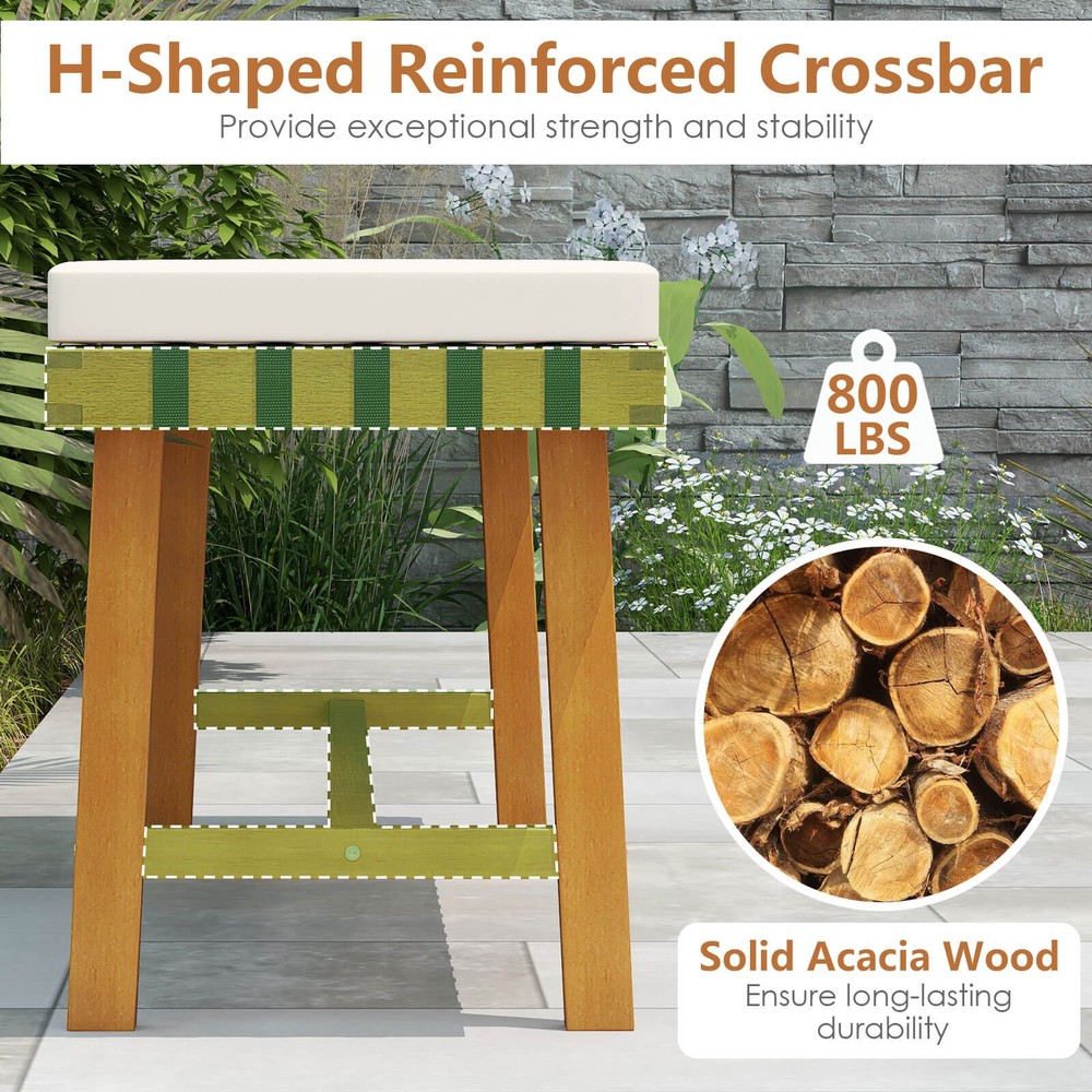 3-Piece Patio Dining Set, 2 Benches & Rectangular Table w/1.97” Umbrella Hole