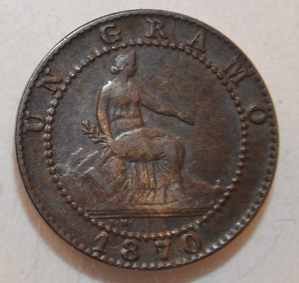 1870 Spain 1 centimos lot 643