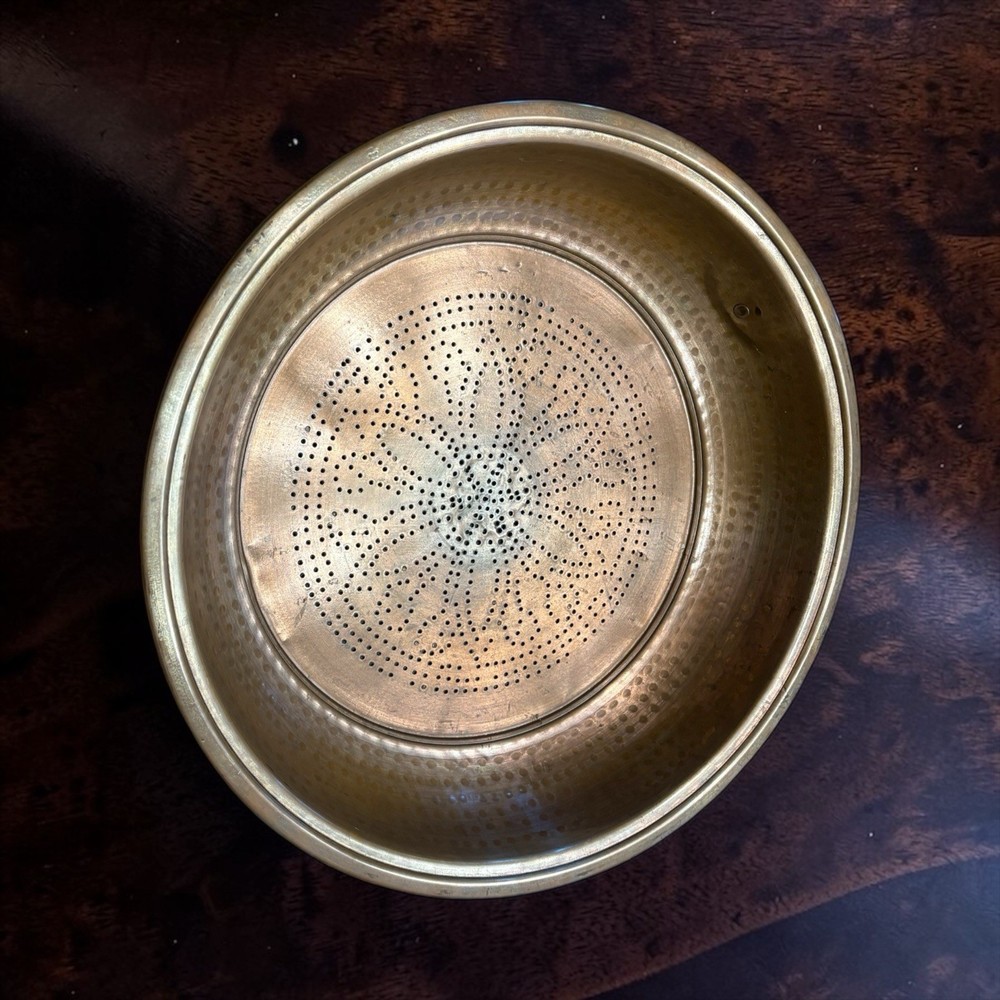 Antique Vintage Copper Colander Strainer 16”