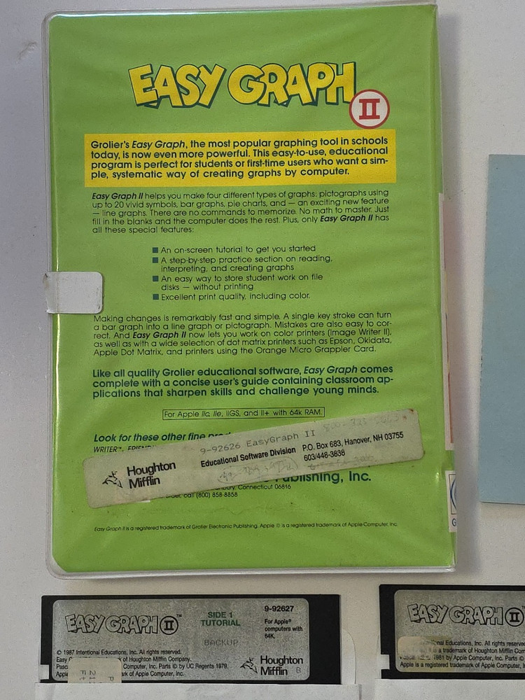 Apple II 1987 Houghton Mifflin Easy Graph II education program - TESTED