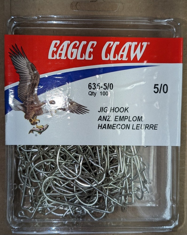 Eagle Claw Jig Hooks Size 635-5/0 (100 Pack)