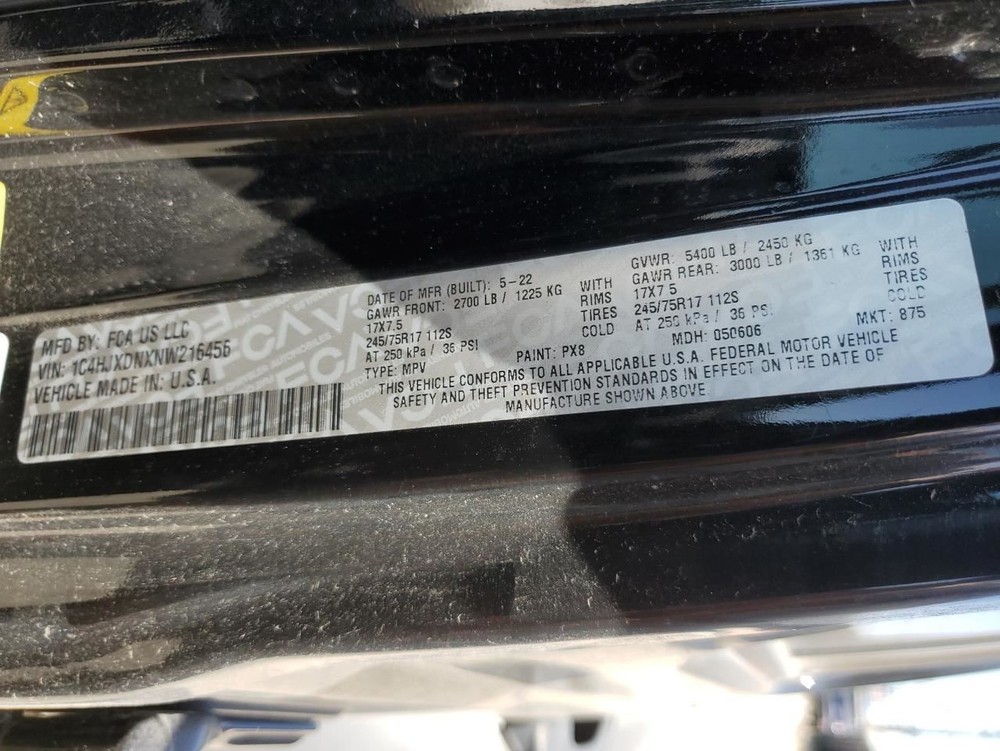 LEFT REAR DOOR WINDOW REGULATOR OEM 2019 JEEP WRANGLER