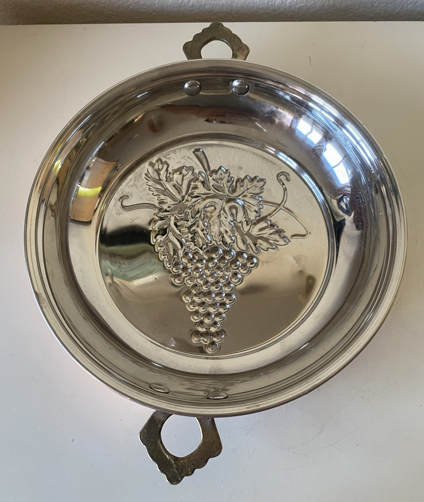 Solid Copper Grape Cluster Motif Mold With Double Brass Handles Hanging Decor