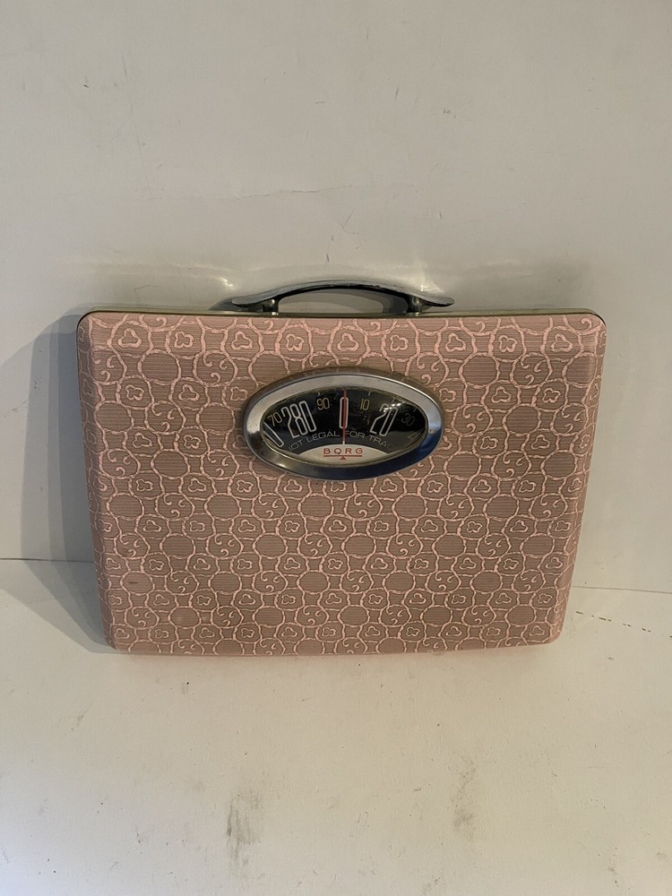 Vintage Working BORG Pink/Redish Bathroom Scale