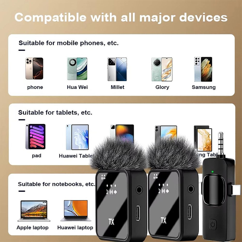 3-in-1 Mini Wireless Lavalier Microphone for iPhone, Android & Camera - Ideal...