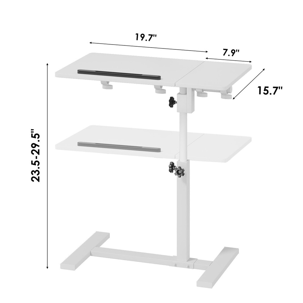Height Adjustable C-Shaped Table with Removable Wheels, Mobile Sofa Snack Tab...