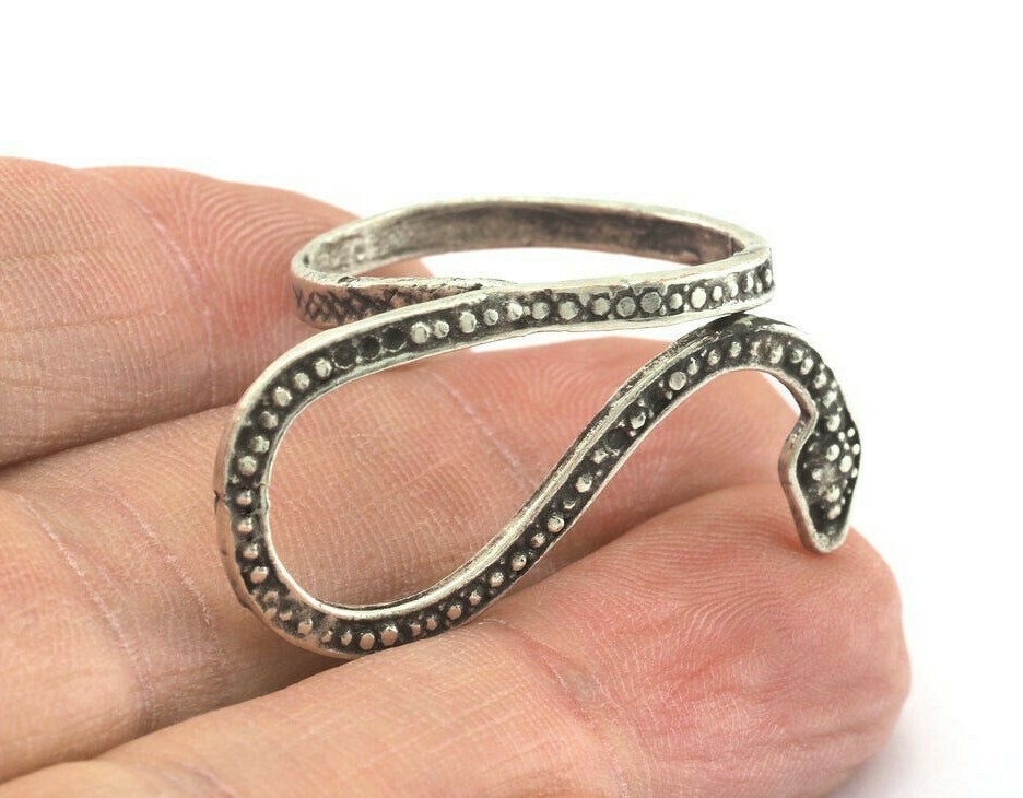 Snake Adjustable Ring Antique Silver Plated brass 20mm 10US innsize Adjust 2689