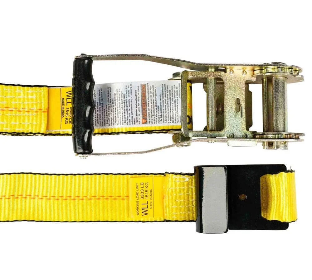 (4 Pack) 2" x 30' Ratchet Strap with Flat Hook - Yellow