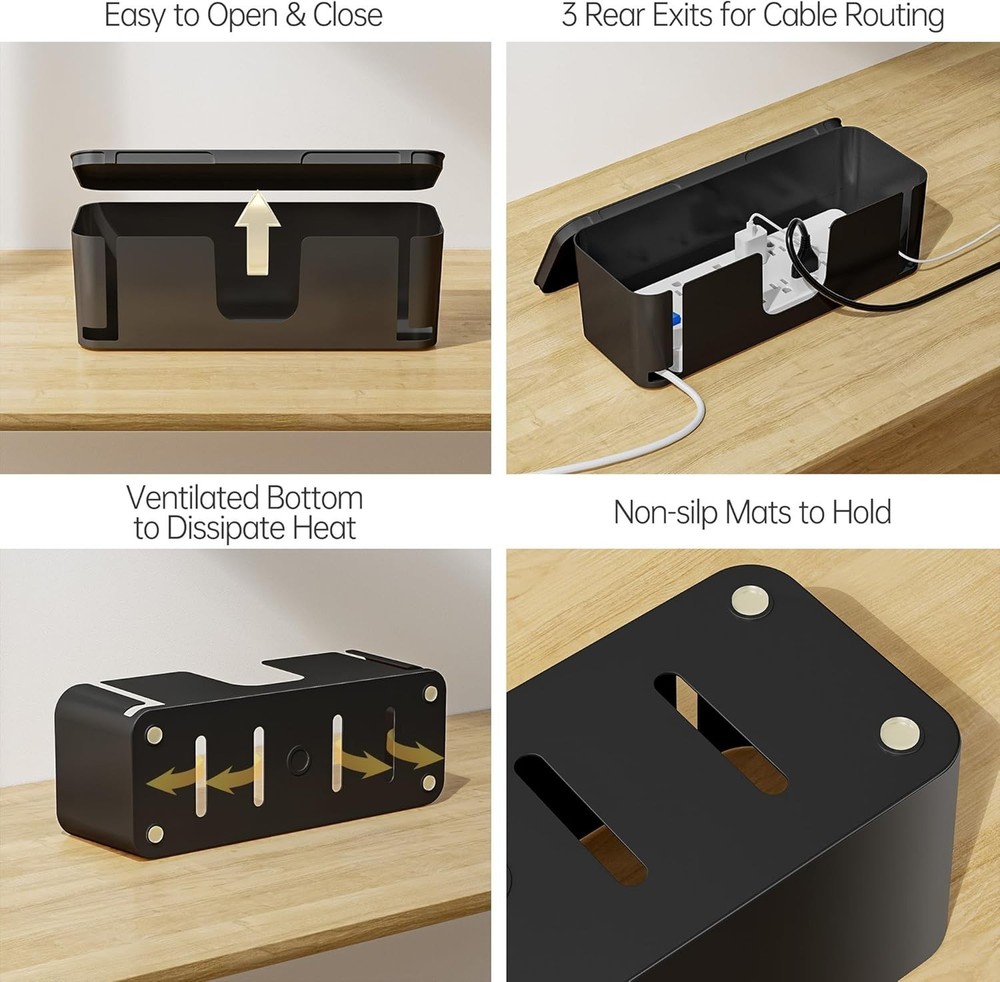 2 Pack Cable Management Box, Pet Friendly Cable Box Organizer for Home & Offi...