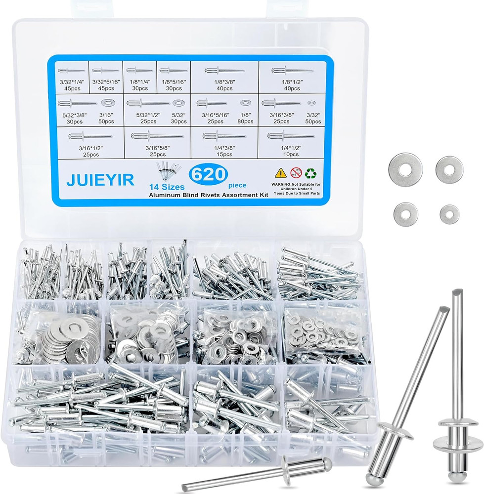 620Pcs Pop Rivets Assortment Kit, 14 Sizes Aluminum Blind Rivets