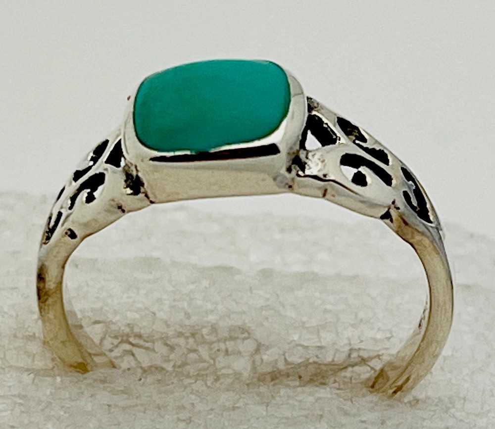 Sterling Silver 925 Genuine Turquoise Cutout Ring Size 7